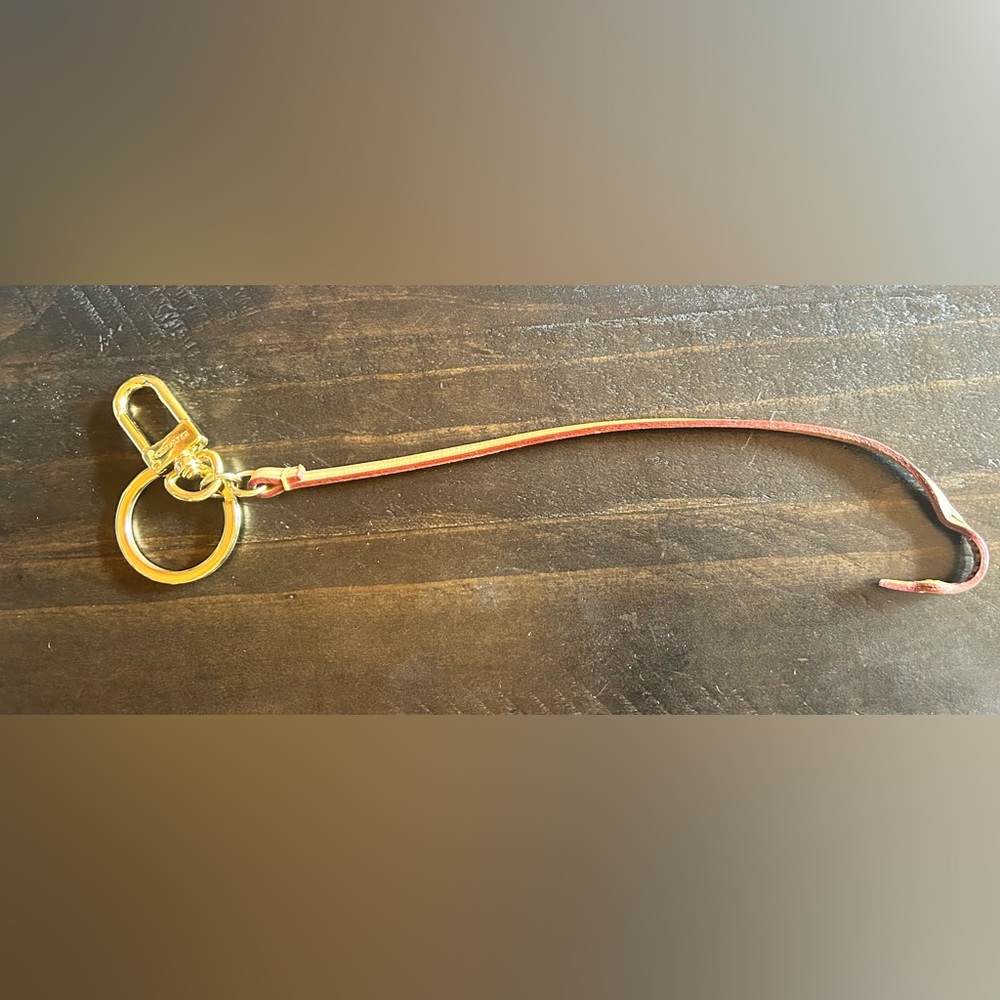 Louis Vuitton Red and Tan Key Holder with Brass Clip